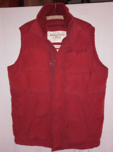 Abercrombie & Fitch sleeveless feather down gilet waistcoat in vivid red L