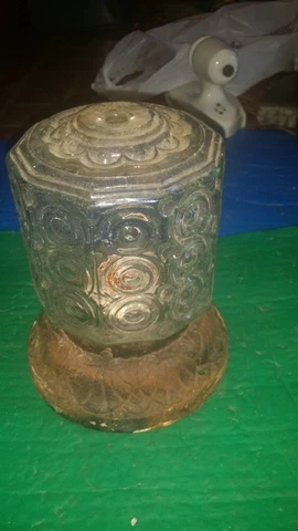 Antique used cast iron Porch Light Ceiling Fixture Flush Mount 1930's-50s Cover