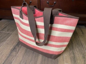 Borsa a mano Thirty One tote borsetta in tela rosa e crema nuova senza etichette - Foto 1 di 5
