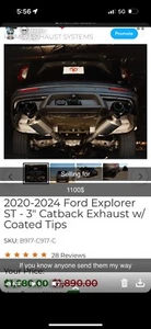 2020-2024 Ford Explorer ST - 3" Catback Exhaust w/ Coated Tips - Picture 1 of 1