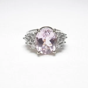 EMA Estate 18K White Gold 4.00 Ct Natural Oval Purple Kunzite And Diamond Ring - Picture 1 of 5