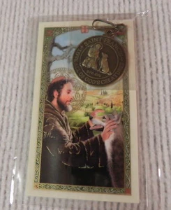 St Francis Dog Tag & Lam Holy Card Gift Medal w Prayer Collar Pets Animals Wolf - Picture 1 of 10