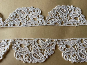 9 1/2 YDS VINTAGE WUNDERSCHÖN ÜBERBACKENE CREME BAUMWOLLE VENISE SPITZENKANTE - Bild 1 von 4