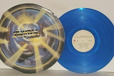 STRYPER Yellow And Black Attack Blue Vinyl LP VG+ Plays Well 1986 Enigma Metal - Image 1 of 4