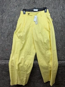 Banana Republic Womens Pants Linen Blend Yellow Wide Leg 4 Petite NWT $100 - Picture 1 of 9