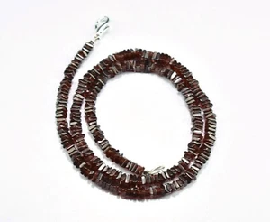 925 Sterling Silver, Mozambique Garnet  4-5MM Smooth Heishi Square Necklace 18" - Imagen 1 de 9