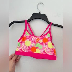 Girls Lands End Neon Pink Fruit Swimsuit Top - Size 10 - Picture 1 of 3