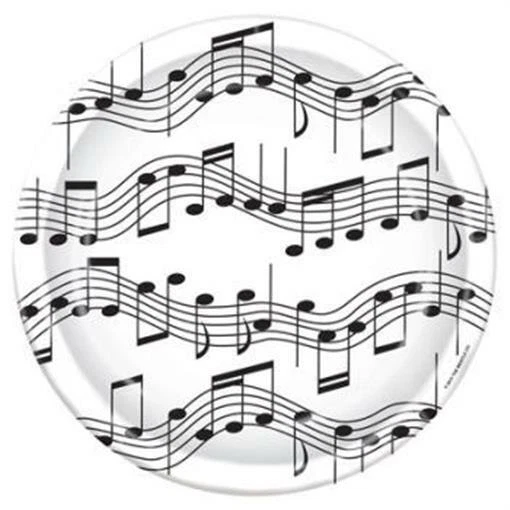Musical Notes 7 Inch Paper Plates 8 Pack Music Tableware Party Decorations  - Image 1 of 1