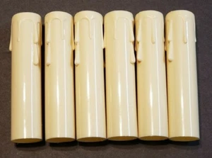 6 PACK 4" CREAM PLASTIC CANDELABRA SOCKET CANDLE COVERS WITH DRIPS 50289JQ - Picture 1 of 4