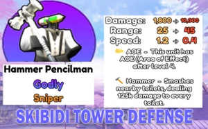 Roblox - Skibidi Tower Defense " Hammer Pencilman " GODLY