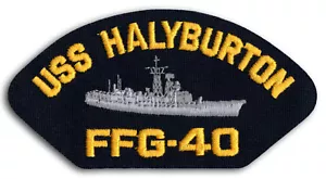 US Navy FFG-40 USS Halyburton Guided Missile Fregata Tappo Patch Iron-On - Foto 1 di 1