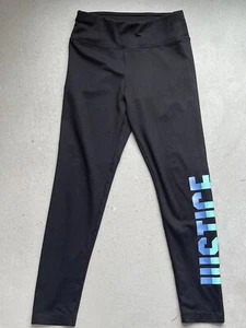 Justice Girls Leggings Size 7 Athletic Pants Black Pink Logo - Picture 1 of 6