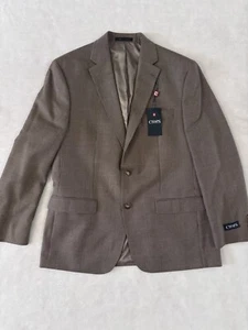 Chaps Ralph Lauren Blazer Suit Jacket Men 42 R Brown Blue Houndstooth Sport Coat - Picture 1 of 8
