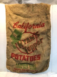 Bolsa de arpillera vintage de 100 libras California Ryans Toppers papas - Imagen 1 de 8