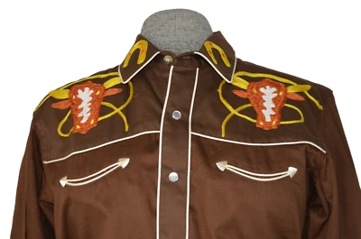 Rockmount Ranch Wear Western Shirt Kids S Cowboy Pearl Snap Longhorn Embroidered - Image 1 of 4