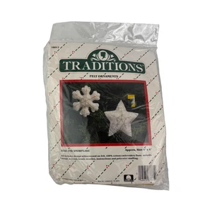 Kit de adornos de fieltro Traditions estrella y copo de nieve T8012 de colección 1986 sellado Navidad - Imagen 1 de 5
