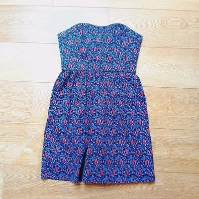 Jack Wills Strapless Short Dress, Size 10, Floral Blue Pink Flowery Mini Summer - Image 1 of 4