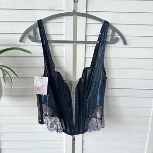 Savage x Fenty Rihanna Midnight Sweat Bustier Korsett schwarz lila Spitze transparent XL - Bild 1 von 9