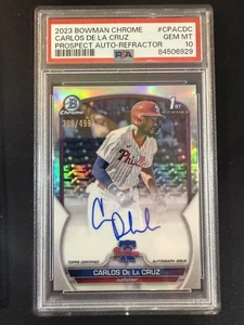 #CPA-CDC Carlos De La Cruz 2023 Bowman Chrome Auto /499 Phillies Refractor - Picture 1 of 2