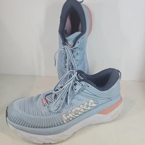 Hoka One One Bondi 7 1110519-BFOB Womens 10 Running Shoes Gray Blue Sneakers - Picture 1 of 10