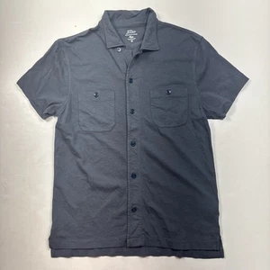 J.Crew Camp Collar Garment Dyed Harbor Shirt Mens Medium Blue Gray Slub - Picture 1 of 8