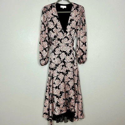 Vestido Anthropologie Caballero Satinado Envolvente Para Mujer Talla L Floral Midi Campesino Foto 1 de 4