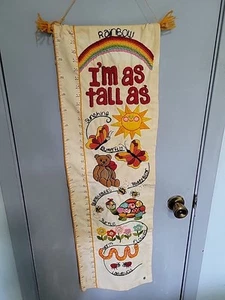 Completed Sunset 2616 Crewel Embroidery Growth Chart Wall Hanging Vintage '70s - Picture 1 of 13