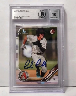 2019 1st Bowman Draft Corbin Carroll Diamondbacks BGS 10 Authentic Autograph  - Image 1 of 2