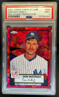 2021 Topps Chrome Platinum Don Mattingly Red Atomic Refractor #10/100 PSA 9 - Image 1 of 2