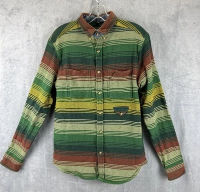 10 Deep Shirt Adult Medium Multicolor Stripe Cotton Blanket Pockets Long Sleeve - Image 1 of 4
