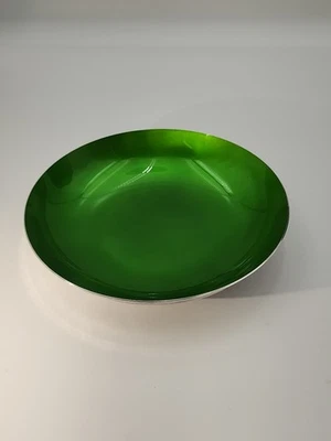 Vintage MCM Reed & Barton Silver Plated Bowl #195 Green Enamel - Image 1 of 4