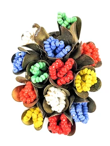 Czechoslovakia Scarf/Shoe Clip Flower Bouquet Multi Colored Seed Bead Cluster - Picture 1 of 6