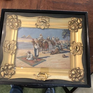 20th Century Orientalist Oil Painting "Lady and Egyptian Caravan" Hella - Picture 1 of 23