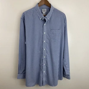 L. L. Bean Shirt Men XLT Tall XL Blueish & White Gingham Long Sleeve Button Down - Picture 1 of 13