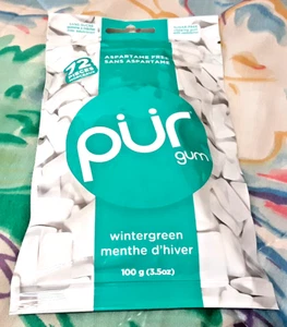 PUR Xylitol Chewing Gum,   Wintergreen    Sugarless Vegan Pure  72 pieces - Picture 1 of 1
