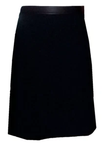 DKNY Women's Black Skirt with Leather Waist Trim Sz 14 - Picture 1 of 2