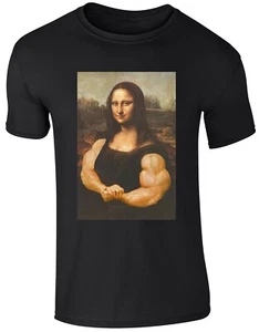Mona Lisa Lustiges Fitness T-Shirt, Gym Liebhaber Witz T Shirt - Bild 1 von 13