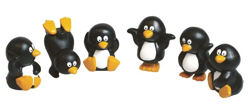 CULPITT 6 x mini Penguin Christmas Cake Decorations yule log cupcake toppers