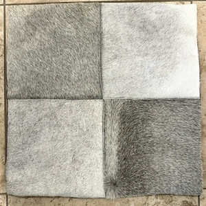 Genuine Cowhide Leather Throw Pillow Cover Gray Color Block 18” X 18” Square - Picture 1 of 6