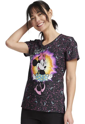 Minnie Mouse Cherokee Scrubs Tooniforms Disney V Neck Top TF626 MNGH - Image 1 of 4
