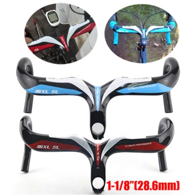 1-1/8" Carbon Bicycle Integrated Handlebar Racing Drop Handle Bars 400/420/440mm - Image 1 of 4