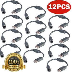 12Pcs USB Breakaway Dongle Cable Cord Adapter For Xbox 360 PC Wired Controller - Picture 1 of 11