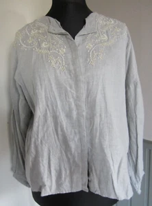 Bluse MANGO Gr. XL Grau Stickereien - Bild 1 von 3