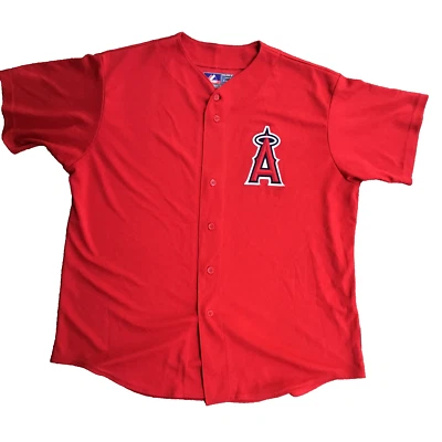Majestic Los Angeles Anaheim Angels MLB Cool Base Camiseta Roja Para Hombres XL Botón Foto 1 de 4
