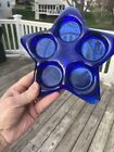 Heavy Glass Cobalt Blue Star With 5  Spaces for Tea Light Candles. Vintage