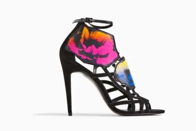 Pierre Hardy printed poppy floral suede stiletto sandals size EU39/US9 - Image 1 of 4