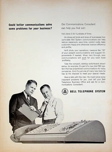 Sistema telefónico Bell 1963 anuncio impreso vintage consultor de comunicaciones puede ayudar - Imagen 1 de 1