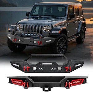 Aaiwa Red Front Rear Bumper Hitch Receiver LED light for 18-23 Jeep Wrangler JL - Picture 1 of 14