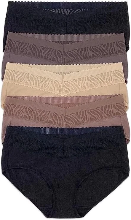 Felina Women's 5-Pack Full Coverage Hipster Panties Multicolor Size M