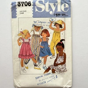 Style 3706 Strap Loose Swing Pinafore Play Suit Hat Girl Child New Uncut Pattern - Picture 1 of 12